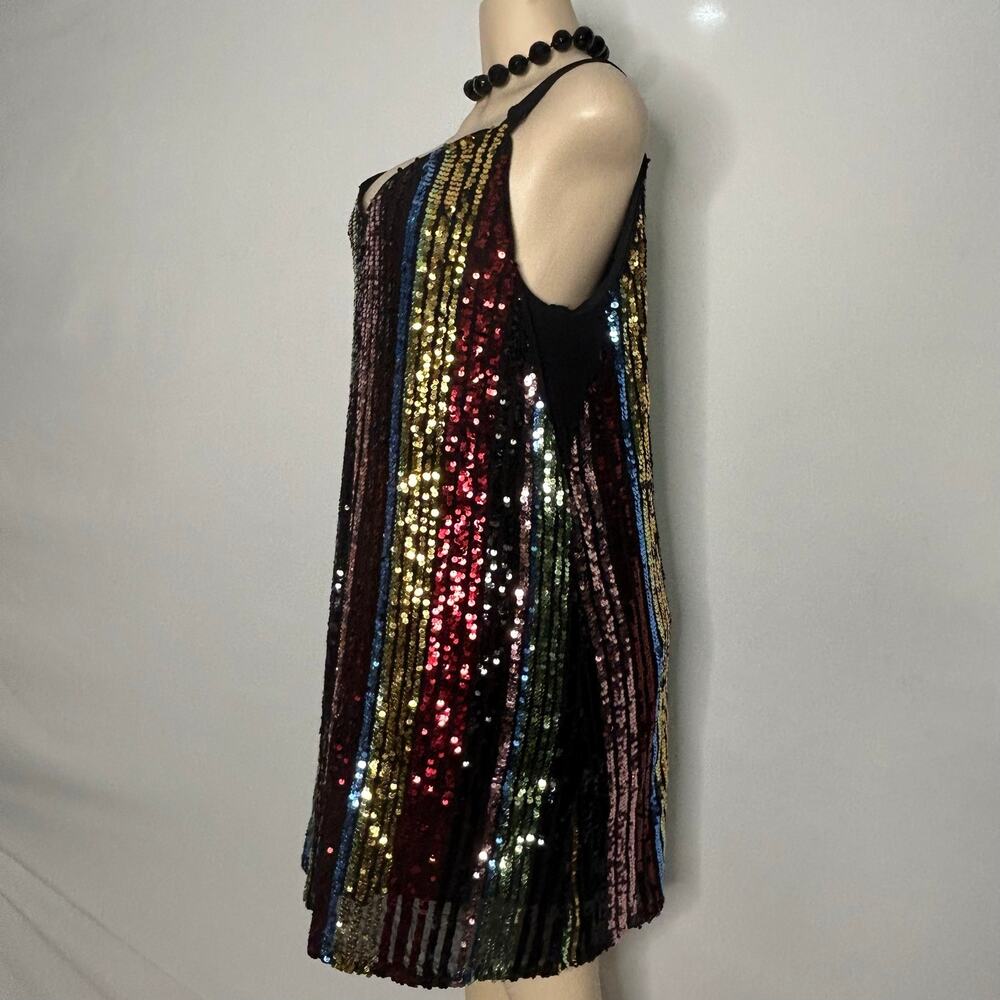 Torrid Size 1 Multicolor Sequin Striped Shift Dress Party Cocktail Sparkle - Picture 4 of 7